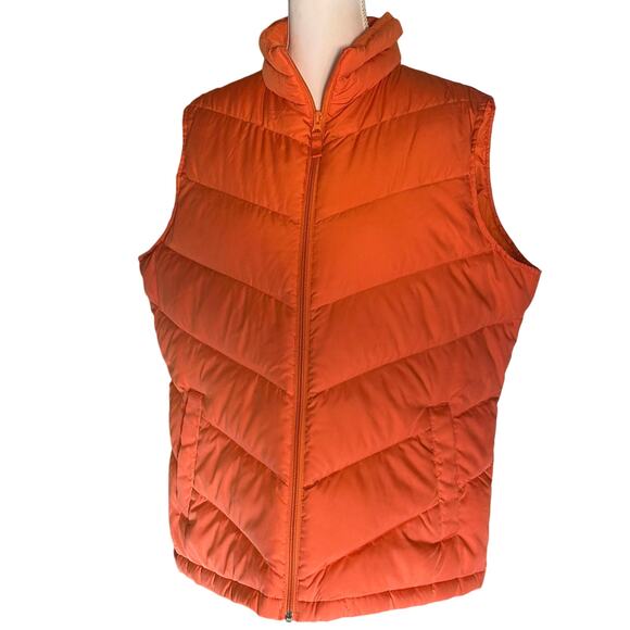 Lands End Large Orange Sleeveless Hipster Outdoor Gorpcore Classic Puffer Vest - Picture 1 of 8